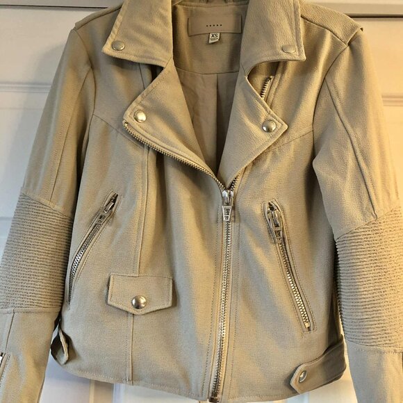 New Blank NYC Songbird Moto Jacket Asymmetric Zip Sand\Taupe XS - Picture 5 of 8